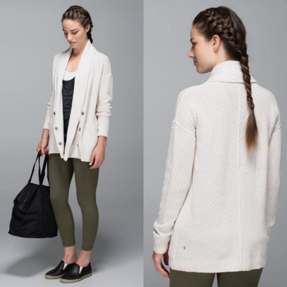 Lululemon Post Practice Cardigan‎ Heather Oatmeal US 10 Fall Winter